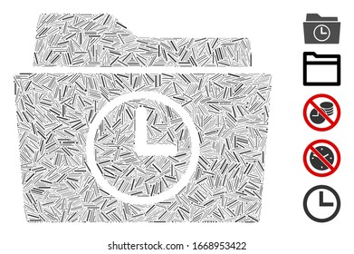 Dash Mosaic based on temporary folder icon. Mosaic vector temporary folder is designed with randomized dash dots. Bonus icons are added.