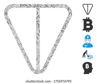 Dash Mosaic based on ton currency icon. Mosaic vector ton currency is formed with scattered dash spots. Bonus icons are added.