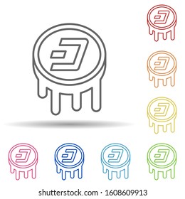 dash multi color style icon. Simple thin line, outline vector of cryptocurrency icons for ui and ux, website or mobile application