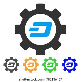 Dash Options Gear icon. Vector illustration style is a flat iconic dash options gear symbol with grey, green, blue, yellow color variants. Designed for web and software interfaces.