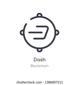 dash outline icon. isolated line vector illustration from blockchain collection. editable thin stroke dash icon on white background