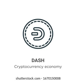 Dash outline vector icon. Thin line black dash icon, flat vector simple element illustration from editable blockchain concept isolated stroke on white background