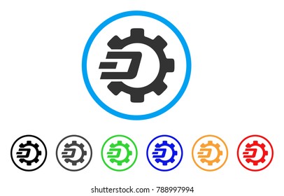 Dash Process Gear rounded icon. Style is a flat gray symbol inside light blue circle with additional colored versions. Dash Process Gear vector designed for web and software interfaces.