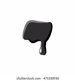 Dash punctuation mark isolated on white background. Black liquid oil dash vector illustration