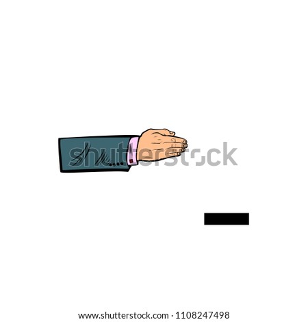 dash punctuation mark. minus. hand. Business people silhouette alphabet. Pop art retro vector illustration kitsch vintage drawing