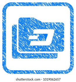 Dash Purse rubber seal stamp watermark. Icon vector symbol with grunge design and dirty texture inside rounded rectangle. Scratched blue stamp imitation on a white background.