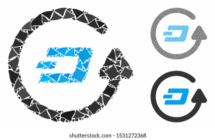 Dash refund composition of trembly elements in different sizes and color tinges, based on Dash refund icon. Vector tuberous items are combined into composition.