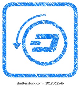 Dash Revert Payment rubber seal stamp imitation. Icon vector symbol with grunge design and dirty texture inside rounded squared frame. Scratched blue emblem on a white background.
