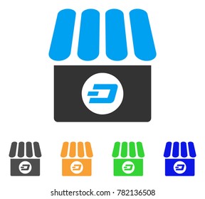 Dash Shop icon. Vector illustration style is a flat iconic dash shop symbol with gray, green, blue, yellow color versions. Designed for web and software interfaces.