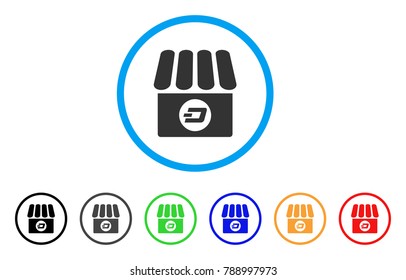 Dash Shop rounded icon. Style is a flat grey symbol inside light blue circle with bonus color variants. Dash Shop vector designed for web and software interfaces.
