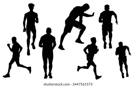 Dash Silhouettes Vector Set of Running Men, Perfect for Graphic Design