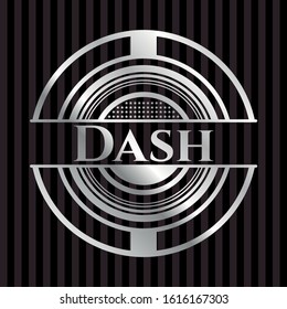 Dash silvery shiny emblem. Vector Illustration. Mosaic.