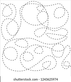 Dash, stroke, line, stripe, pale. Color dotted lines curves seamless pattern.
