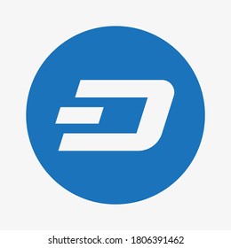 Símbolo de DASH. Ilustración vectorial. Criptodivisa. 