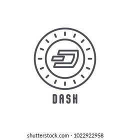 Dash thin line icon. Modern vector illustration of cryptocurrency.