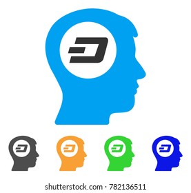 Dash Think icon. Vector illustration style is a flat iconic dash think symbol with grey, green, blue, yellow color variants. Designed for web and software interfaces.