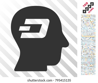 Dash Thinking icon with 700 bonus bitcoin mining and blockchain clip art. Vector illustration style is flat iconic symbols designed for crypto currency apps.