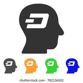 Dash Thinking icon. Vector illustration style is a flat iconic dash thinking symbol with grey, green, blue, yellow color variants. Designed for web and software interfaces.
