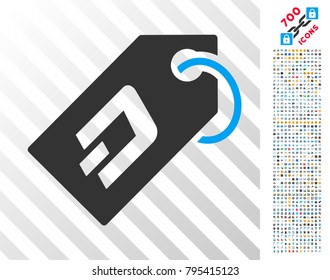 Dash Token icon with 7 hundred bonus bitcoin mining and blockchain design elements. Vector illustration style is flat iconic symbols designed for blockchain apps.