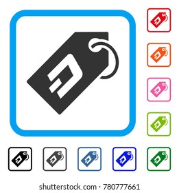 Dash Token icon. Flat gray pictogram symbol in a blue rounded square. Black, gray, green, blue, red, orange color additional versions of Dash Token vector.