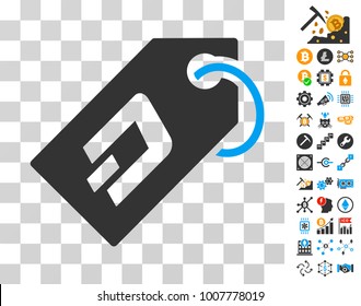 Dash Token pictograph with bonus bitcoin mining and blockchain design elements. Vector illustration style is flat iconic symbols. Designed for bitcoin software.