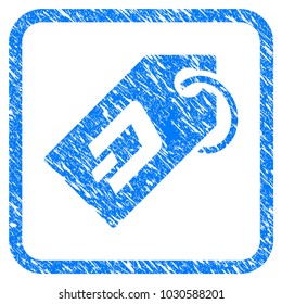 Dash Token rubber seal stamp watermark. Icon vector symbol with grunge design and dirty texture in rounded square. Scratched blue sticker on a white background.