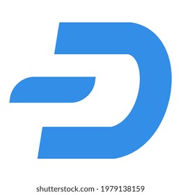 Dash token symbol of the DeFi project cryptocurrency logo, decentralized finance coin icon isolated on white background. Vector illustration.