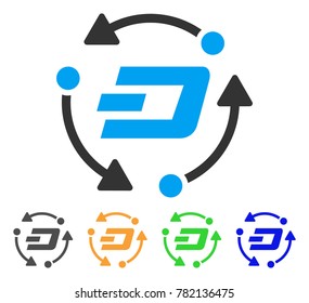 Dash Turnover icon. Vector illustration style is a flat iconic dash turnover symbol with gray, green, blue, yellow color versions. Designed for web and software interfaces.