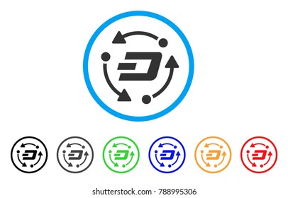 Dash Turnover rounded icon. Style is a flat grey symbol inside light blue circle with additional color variants. Dash Turnover vector designed for web and software interfaces.