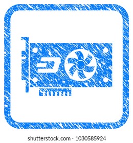 Dash Video Gpu Card rubber seal stamp watermark. Icon vector symbol with grunge design and dirty texture inside rounded rectangle. Scratched blue emblem on a white background.