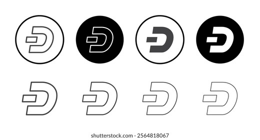 Dash wallet icon Thin outline art symbol