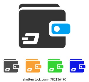 Dash Wallet icon. Vector illustration style is a flat iconic dash wallet symbol with grey, green, blue, yellow color versions. Designed for web and software interfaces.