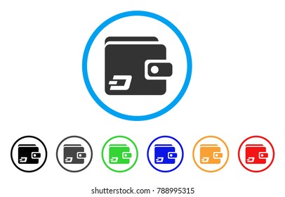 Dash Wallet rounded icon. Style is a flat grey symbol inside light blue circle with bonus color variants. Dash Wallet vector designed for web and software interfaces.