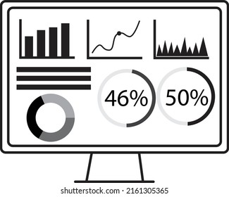 dashboard admin icon on white background. user panel template sign. data analysis symbol. flat style.