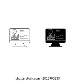 Dashboard admin line icon. Simple outline style. User panel template, data analysis, agency, graph, business linear sign color editable