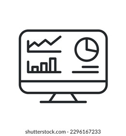 Dashboard admin line icon. Simple outline style. User panel template, data analysis, agency, graph, business linear sign. Vector illustration isolated on white background. EPS 10