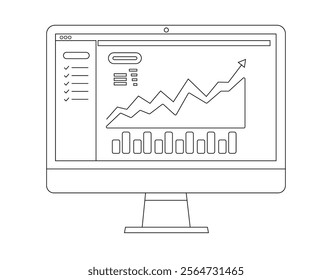 Dashboard admin line icon. Simple outline style. User panel template, data analysis, agency, graph, business linear sign. Vector illustration isolated on white background.