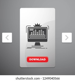 dashboard, admin, monitor, monitoring, processing Glyph Icon in Carousal Pagination Slider Design & Red Download Button