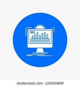 dashboard, admin, monitor, monitoring, processing White Glyph Icon in Circle. Vector Button illustration