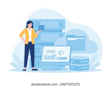 dashboard analytics. computer performance evaluation. chart on screen  statistics analysis trending concept flat illustration