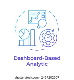 Dashboard based analytic blue gradient concept icon. Data preparation, chart creation. Round shape line illustration. Abstract idea. Graphic design. Easy to use in infographic, presentation