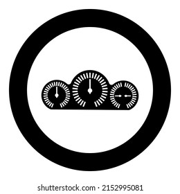 Dashboard car panel speed display with gauge icon in circle round black color vector illustration image solid outline style