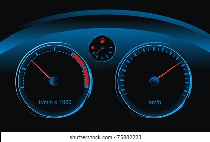 dashboard car - tachometer, speedometer and fuel level sensor