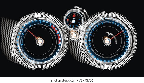 dashboard car - tachometer, speedometer and fuel level sensor