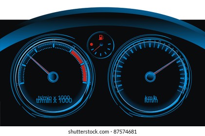 dashboard car - tachometer, speedometer and fuel level sensor