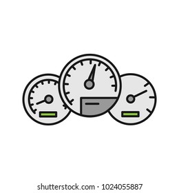 Dashboard Color Icon. Car Instrument Panel. Isolated Vector Illustration