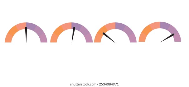 Dashboard colorful speedometer icons set. Tachometer icon, Performance indicator sign. Speed race. Fast internet sign. isolated on white background. eps 10