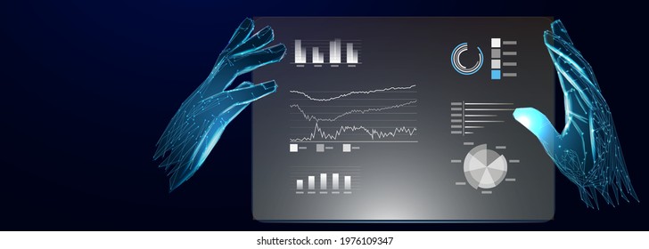 Dashboard, Data analytics report and key performance indicators. Analytic graphs, bars diagrams. Financial visualization. Infographic presentation vector design