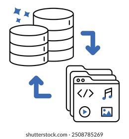 Dashboard with Database Integration Icon Design. Represents Efficiency, Data Management, Security, Modern Interface. Vector icon with editable Stroke.