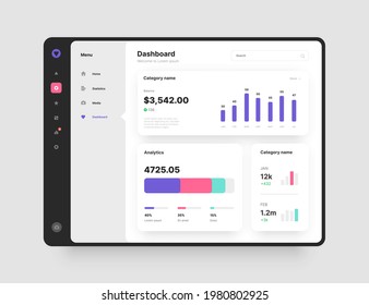 Dashboard Design. App interface with UI and UX elements. Use design for web application, desktop app or website.